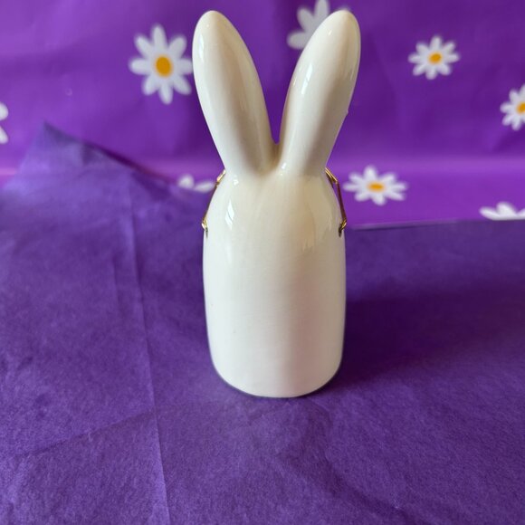 White Ceramic Bunny Figurine with Glasses (NWOT) - Picture 3 of 6